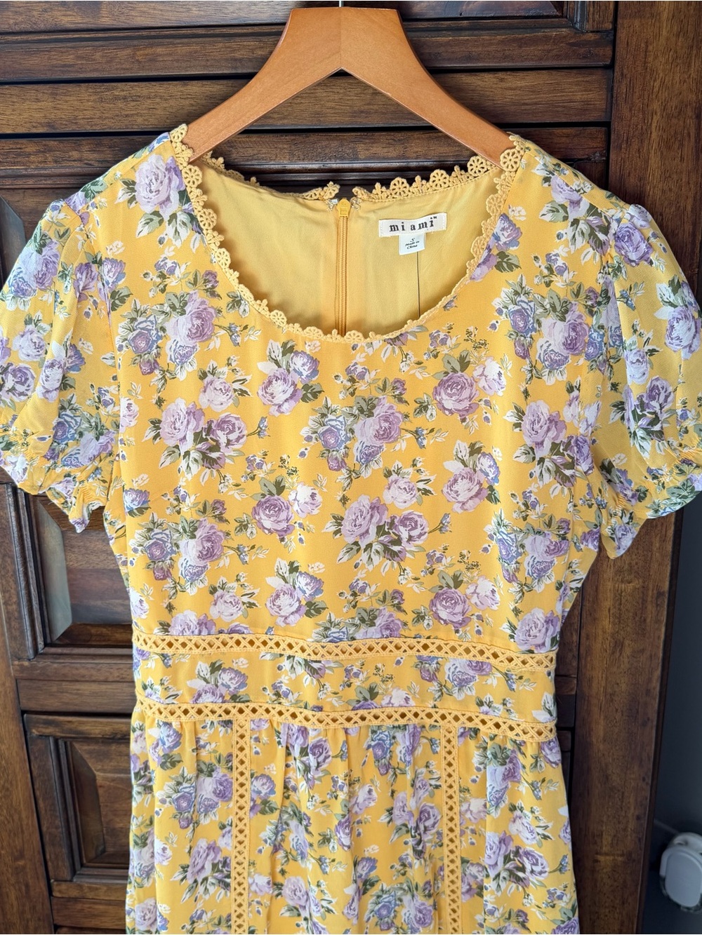 Francesca's Collections Yellow Floral Lace-Trim Girls' Dress - Picture 2 of 5